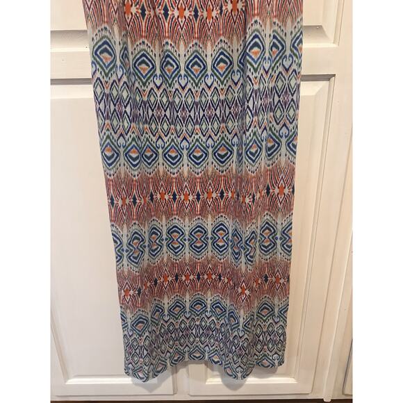 CAbi Maxi Dress Size Large Cowl Neck Aztec Ikat Sundress Sleeveless Resort - Picture 4 of 12
